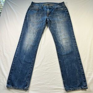 American Eagle Slim Straight Jeans Mens 32x32 Medium Wash Whiskered Denim